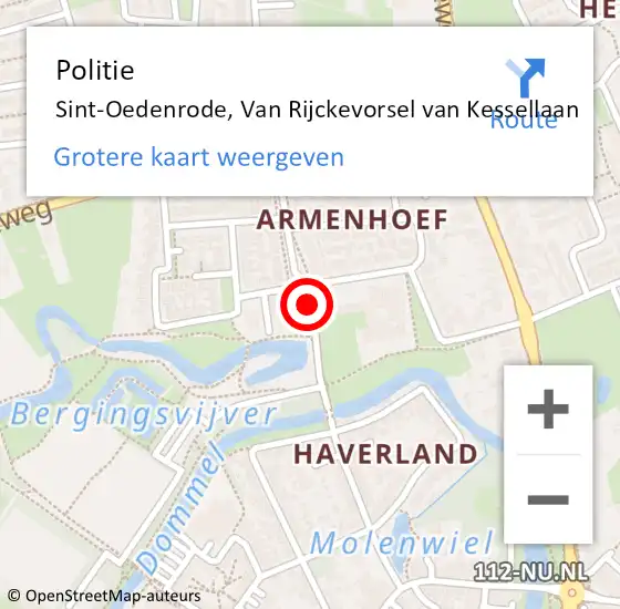 Locatie op kaart van de 112 melding: Politie Sint-Oedenrode, Van Rijckevorsel van Kessellaan op 7 juni 2020 23:37
