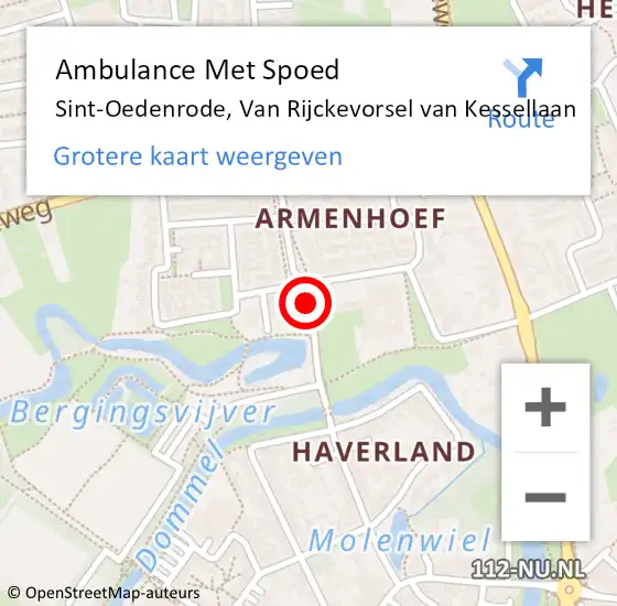 Locatie op kaart van de 112 melding: Ambulance Met Spoed Naar Sint-Oedenrode, Van Rijckevorsel van Kessellaan op 7 juni 2020 23:38