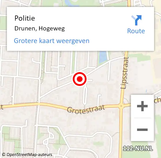 Locatie op kaart van de 112 melding: Politie Drunen, Hogeweg op 7 juni 2020 23:48