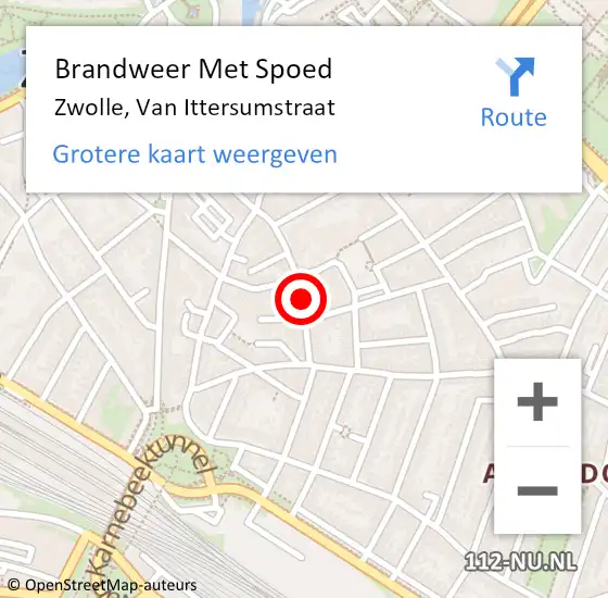 Locatie op kaart van de 112 melding: Brandweer Met Spoed Naar Zwolle, Van Ittersumstraat op 8 juni 2020 01:26