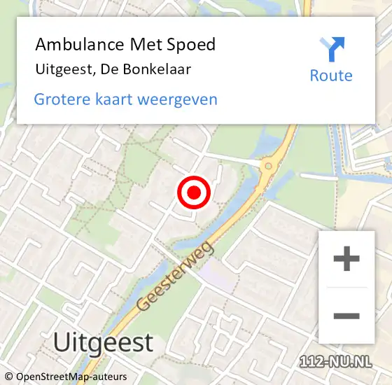 Locatie op kaart van de 112 melding: Ambulance Met Spoed Naar Uitgeest, De Bonkelaar op 8 juni 2020 07:39