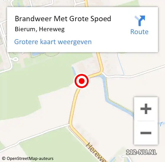 Locatie op kaart van de 112 melding: Brandweer Met Grote Spoed Naar Bierum, Hereweg op 8 juni 2020 09:44