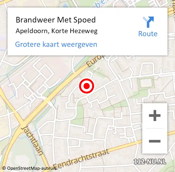 Locatie op kaart van de 112 melding: Brandweer Met Spoed Naar Apeldoorn, Korte Hezeweg op 8 juni 2020 09:50