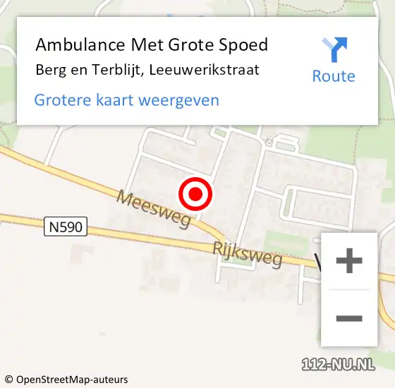 Locatie op kaart van de 112 melding: Ambulance Met Grote Spoed Naar Berg en Terblijt, Leeuwerikstraat op 9 mei 2014 00:27