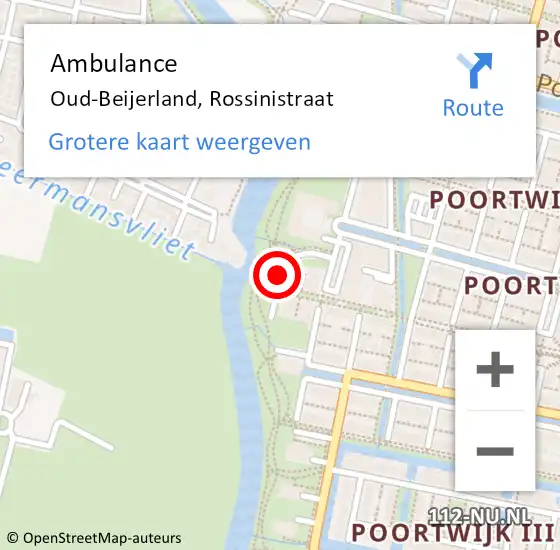 Locatie op kaart van de 112 melding: Ambulance Oud-Beijerland, Rossinistraat op 8 juni 2020 11:19