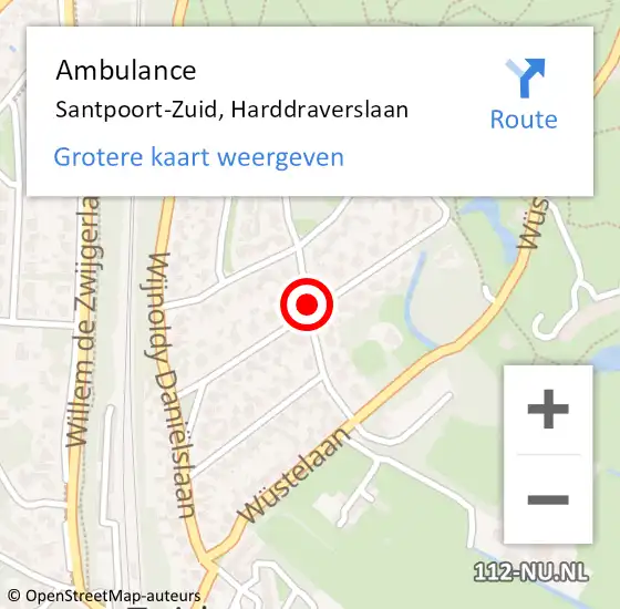 Locatie op kaart van de 112 melding: Ambulance Santpoort-Zuid, Harddraverslaan op 8 juni 2020 11:42