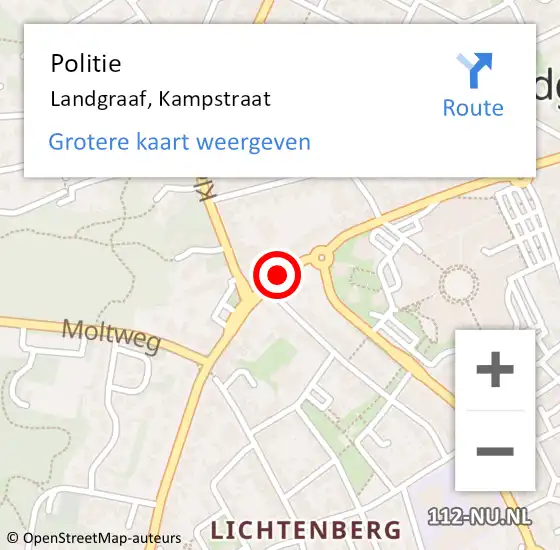 Locatie op kaart van de 112 melding: Politie Landgraaf, Kampstraat op 8 juni 2020 13:06