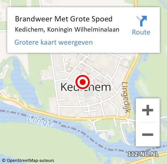 Locatie op kaart van de 112 melding: Brandweer Met Grote Spoed Naar Kedichem, Koningin Wilhelminalaan op 8 juni 2020 15:09