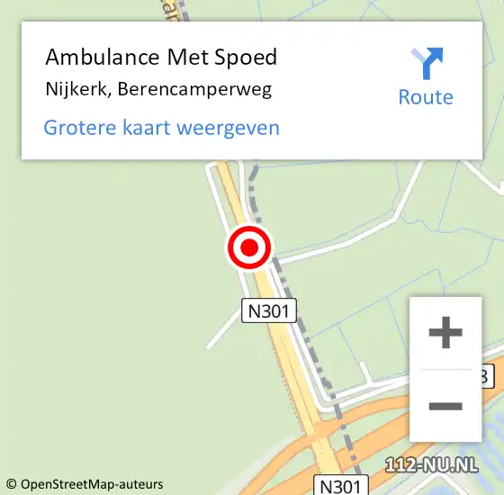 Locatie op kaart van de 112 melding: Ambulance Met Spoed Naar Nijkerk, Berencamperweg op 8 juni 2020 16:07