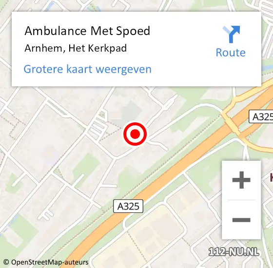 Locatie op kaart van de 112 melding: Ambulance Met Spoed Naar Arnhem, Het Kerkpad op 8 juni 2020 16:41