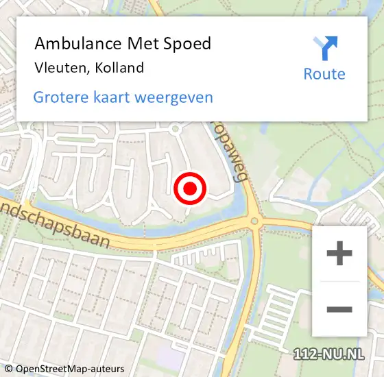 Locatie op kaart van de 112 melding: Ambulance Met Spoed Naar Vleuten, Kolland op 9 mei 2014 03:29