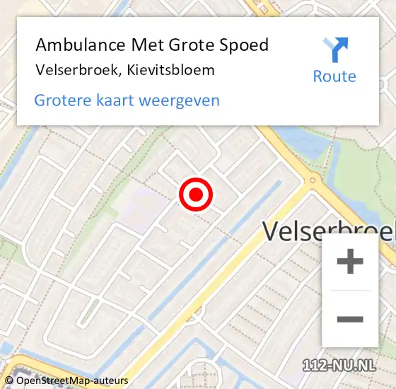 Locatie op kaart van de 112 melding: Ambulance Met Grote Spoed Naar Velserbroek, Kievitsbloem op 9 juni 2020 06:37