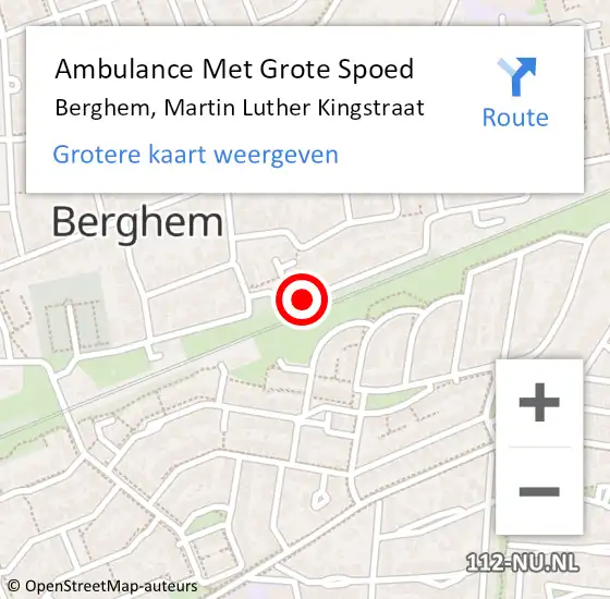 Locatie op kaart van de 112 melding: Ambulance Met Grote Spoed Naar Berghem, Martin Luther Kingstraat op 9 juni 2020 06:56