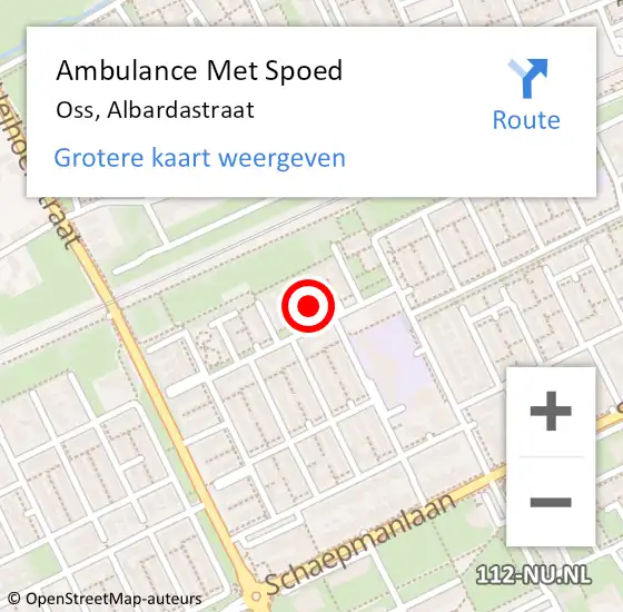 Locatie op kaart van de 112 melding: Ambulance Met Spoed Naar Oss, Albardastraat op 9 juni 2020 07:33