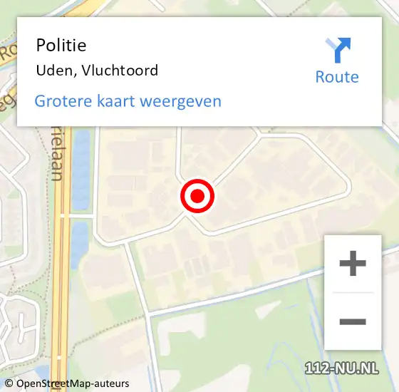 Locatie op kaart van de 112 melding: Politie Uden, Vluchtoord op 9 juni 2020 08:58