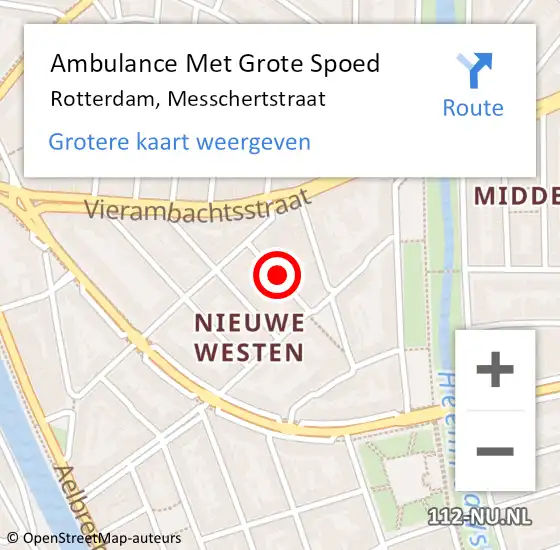 Locatie op kaart van de 112 melding: Ambulance Met Grote Spoed Naar Rotterdam, Messchertstraat op 9 juni 2020 09:12