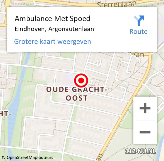 Locatie op kaart van de 112 melding: Ambulance Met Spoed Naar Eindhoven, Argonautenlaan op 9 juni 2020 10:16