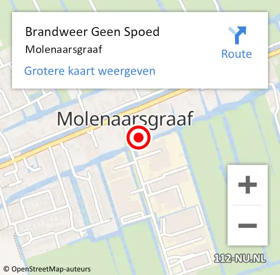 Locatie op kaart van de 112 melding: Brandweer Geen Spoed Naar Molenaarsgraaf op 9 juni 2020 12:22