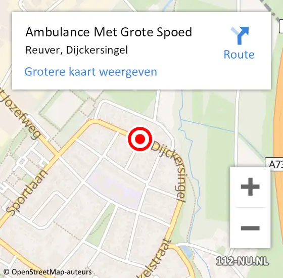 Locatie op kaart van de 112 melding: Ambulance Met Grote Spoed Naar Reuver, Dijckersingel op 9 juni 2020 13:04