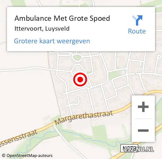 Locatie op kaart van de 112 melding: Ambulance Met Grote Spoed Naar Ittervoort, Luysveld op 9 mei 2014 06:31