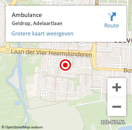 Locatie op kaart van de 112 melding: Ambulance Geldrop, Adelaartlaan op 9 juni 2020 13:44