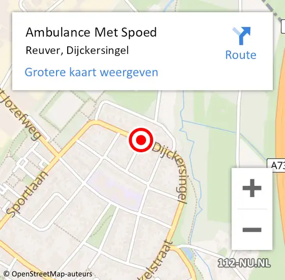 Locatie op kaart van de 112 melding: Ambulance Met Spoed Naar Reuver, Dijckersingel op 9 juni 2020 14:05