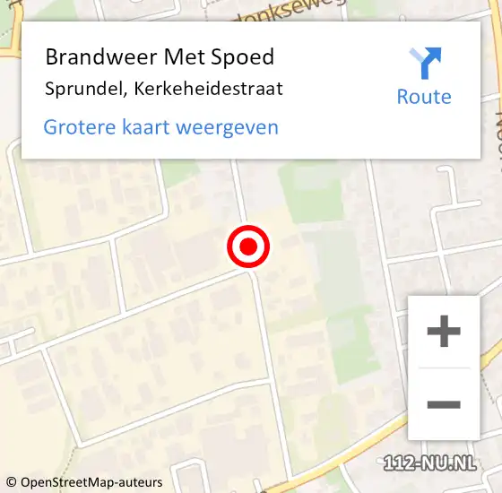 Locatie op kaart van de 112 melding: Brandweer Met Spoed Naar Sprundel, Kerkeheidestraat op 9 juni 2020 15:10