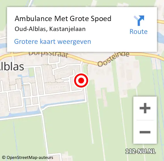 Locatie op kaart van de 112 melding: Ambulance Met Grote Spoed Naar Oud-Alblas, Kastanjelaan op 9 juni 2020 15:38