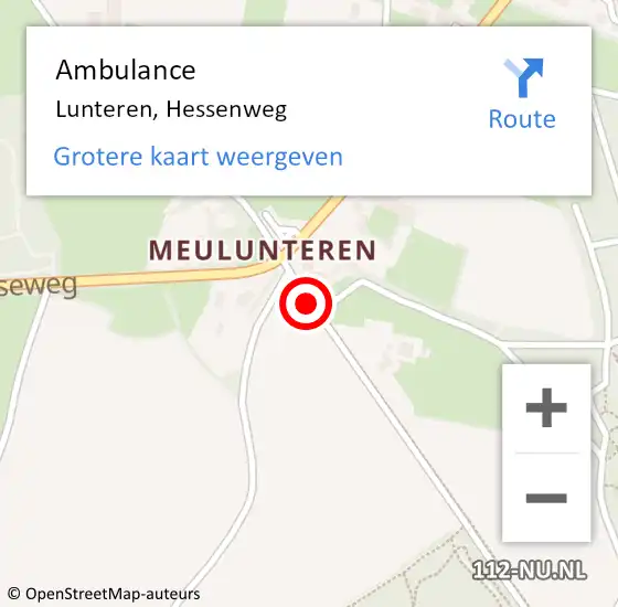 Locatie op kaart van de 112 melding: Ambulance Lunteren, Hessenweg op 9 juni 2020 16:15