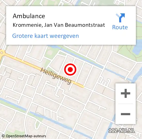 Locatie op kaart van de 112 melding: Ambulance Krommenie, Jan Van Beaumontstraat op 9 juni 2020 16:27