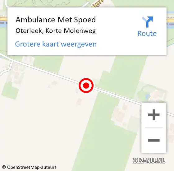 Locatie op kaart van de 112 melding: Ambulance Met Spoed Naar Oterleek, Korte Molenweg op 9 juni 2020 16:43