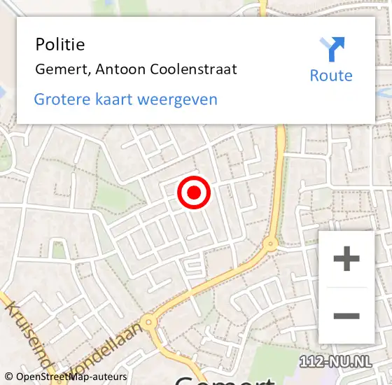 Locatie op kaart van de 112 melding: Politie Gemert, Antoon Coolenstraat op 9 juni 2020 18:09