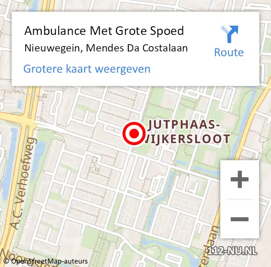 Locatie op kaart van de 112 melding: Ambulance Met Grote Spoed Naar Nieuwegein, Mendes Da Costalaan op 9 juni 2020 18:11