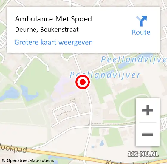 Locatie op kaart van de 112 melding: Ambulance Met Spoed Naar Deurne, Beukenstraat op 9 juni 2020 19:54