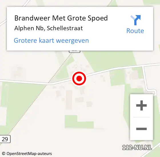 Locatie op kaart van de 112 melding: Brandweer Met Grote Spoed Naar Alphen Nb, Schellestraat op 9 juni 2020 20:22