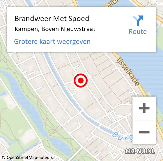 Locatie op kaart van de 112 melding: Brandweer Met Spoed Naar Kampen, Burgwalstraat op 9 juni 2020 21:32