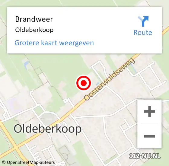 Locatie op kaart van de 112 melding: Brandweer Oldeberkoop op 9 mei 2014 07:58