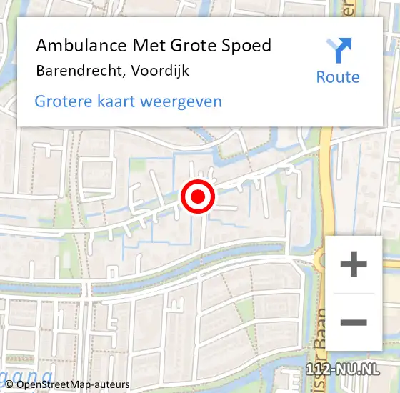 Locatie op kaart van de 112 melding: Ambulance Met Grote Spoed Naar Barendrecht, Voordijk op 10 juni 2020 01:20