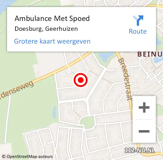 Locatie op kaart van de 112 melding: Ambulance Met Spoed Naar Doesburg, Geerhuizen op 10 juni 2020 05:17