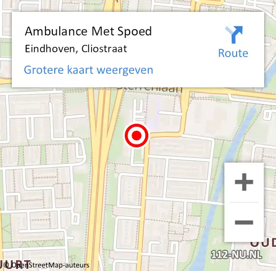 Locatie op kaart van de 112 melding: Ambulance Met Spoed Naar Eindhoven, Cliostraat op 10 juni 2020 05:37