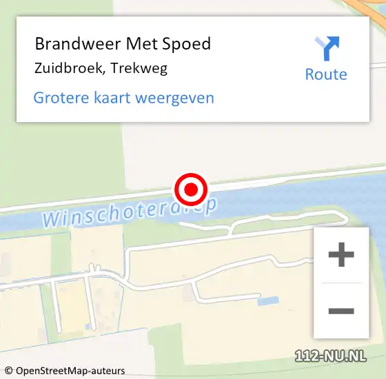 Locatie op kaart van de 112 melding: Brandweer Met Spoed Naar Zuidbroek, Trekweg op 10 juni 2020 06:38