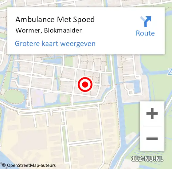 Locatie op kaart van de 112 melding: Ambulance Met Spoed Naar Wormer, Blokmaalder op 10 juni 2020 08:31