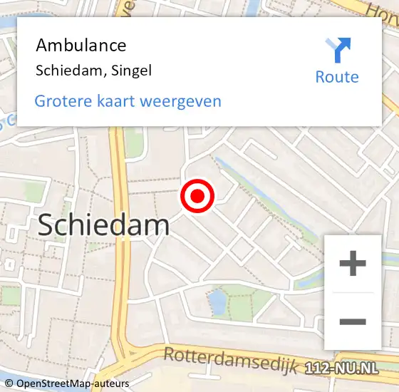 Locatie op kaart van de 112 melding: Ambulance Schiedam, Singel op 10 juni 2020 09:36
