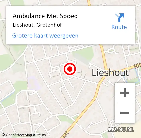 Locatie op kaart van de 112 melding: Ambulance Met Spoed Naar Lieshout, Grotenhof op 10 juni 2020 09:47