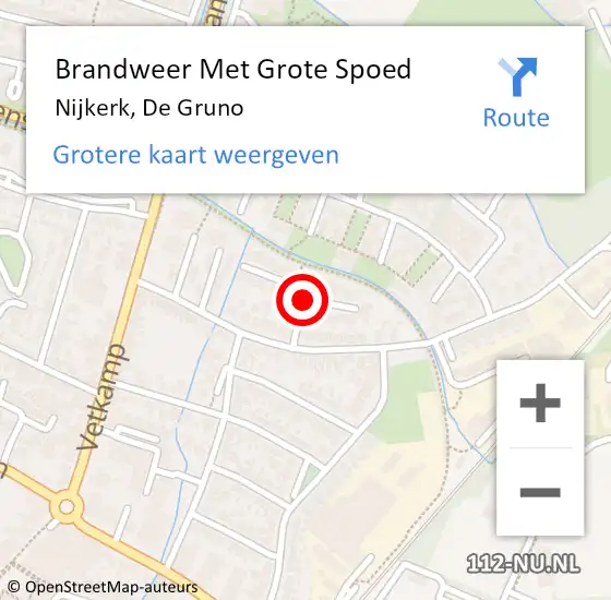 Locatie op kaart van de 112 melding: Brandweer Met Grote Spoed Naar Nijkerk, De Gruno op 10 juni 2020 10:14