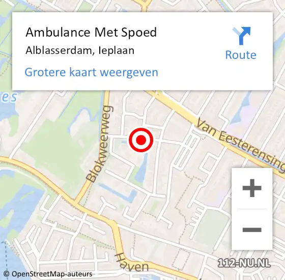 Locatie op kaart van de 112 melding: Ambulance Met Spoed Naar Alblasserdam, Ieplaan op 10 juni 2020 10:15