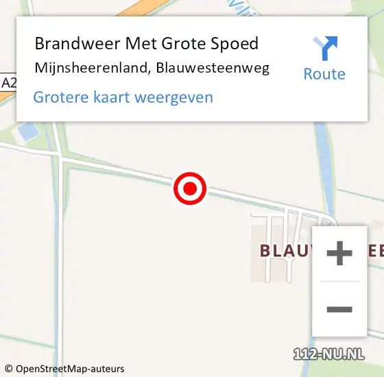 Locatie op kaart van de 112 melding: Brandweer Met Grote Spoed Naar Mijnsheerenland, Blauwesteenweg op 10 juni 2020 10:21