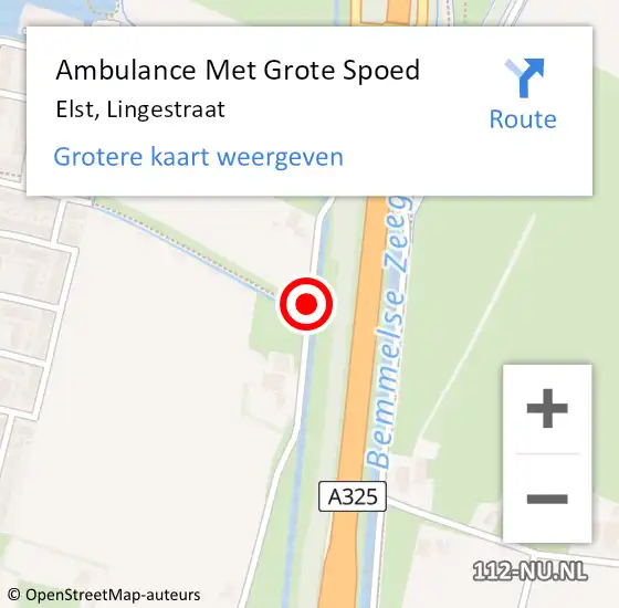 Locatie op kaart van de 112 melding: Ambulance Met Grote Spoed Naar Elst, Lingestraat op 10 juni 2020 11:22