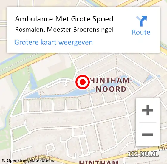 Locatie op kaart van de 112 melding: Ambulance Met Grote Spoed Naar Rosmalen, Meester Broerensingel op 10 juni 2020 11:53
