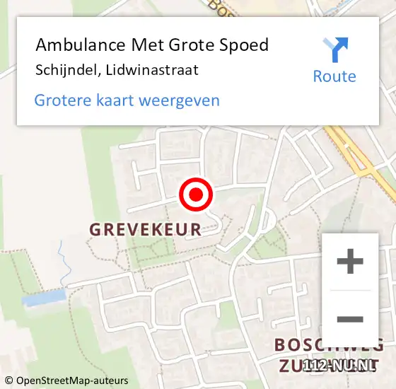 Locatie op kaart van de 112 melding: Ambulance Met Grote Spoed Naar Schijndel, Lidwinastraat op 10 juni 2020 11:53